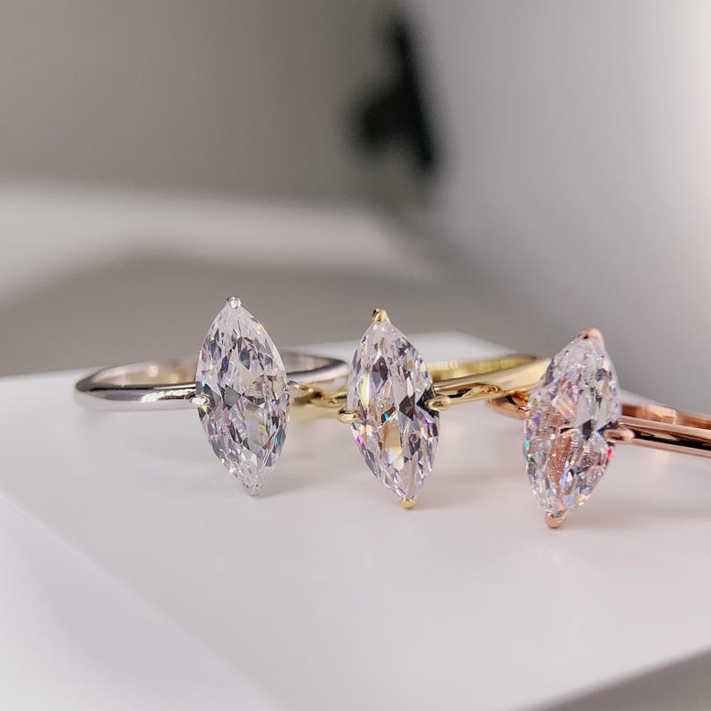 Stunning 2.0 CT Marquise Moissanite Engagement Ring with Solitaire Design 3
