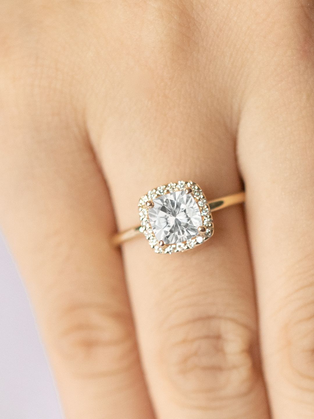 Stunning 1 CT Cushion Moissanite Engagement Ring With Halo Design 6