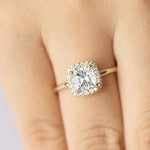 Stunning 1 CT Cushion Moissanite Engagement Ring With Halo Design 6