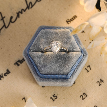 Stunning 3.0 CT Pear Moissanite Engagement Ring with Halo Design 10