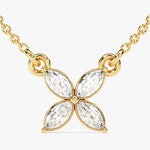 0.40 CT Marquise Moissanite Diamond Clover Pendant Necklace in Solid Gold 1