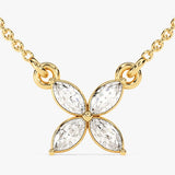 0.40 CT Marquise Moissanite Diamond Clover Pendant Necklace in Solid Gold 1