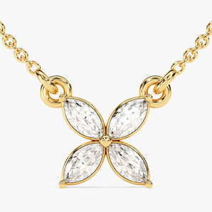 0.40 CT Marquise Moissanite Diamond Clover Pendant Necklace in Solid Gold