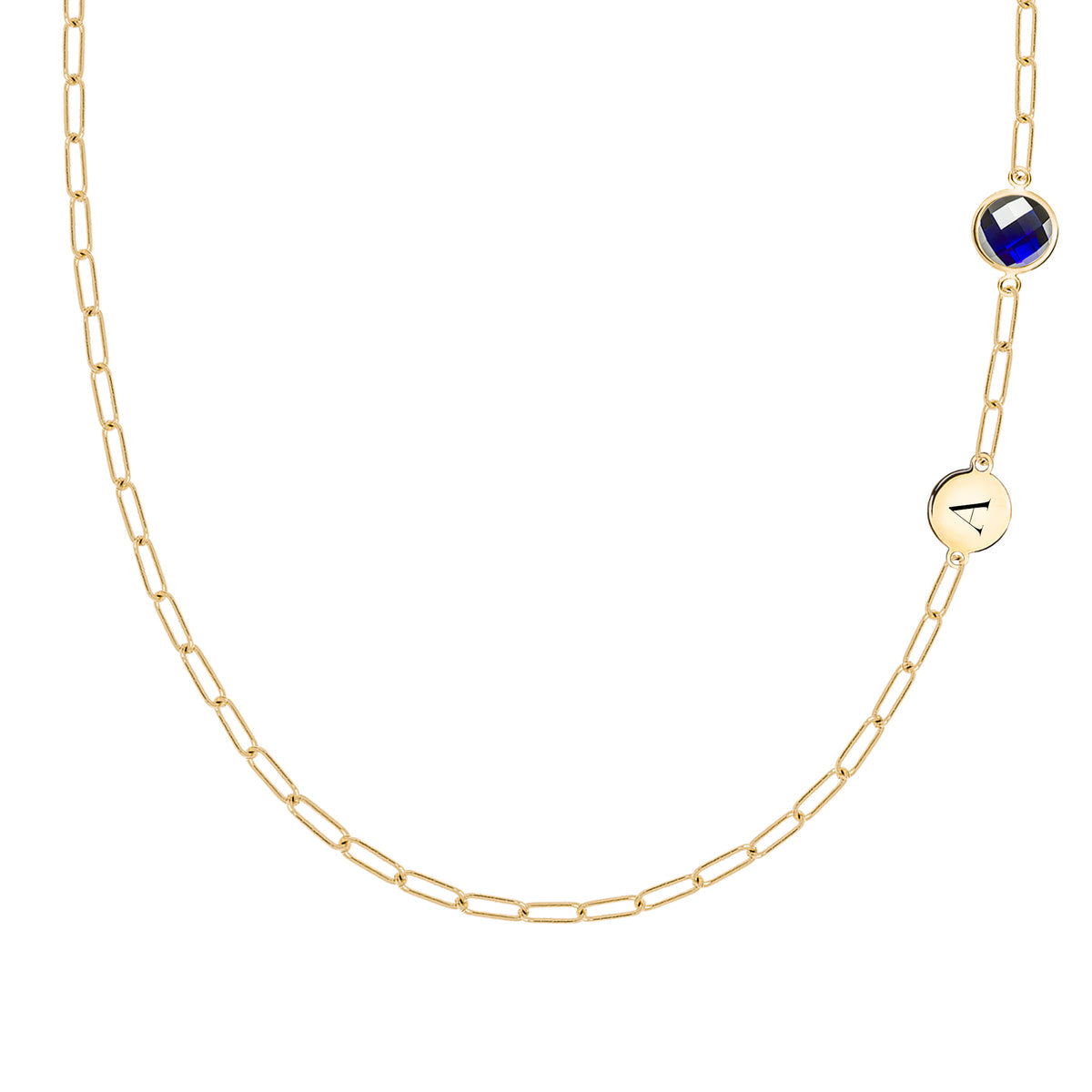 0.90 TCW Round Sapphire Lab Made Diamond- September Birthstone Necklace 1