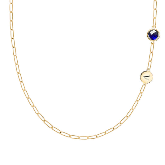 0.90 TCW Round Sapphire Lab Made Diamond- September Birthstone Necklace 1