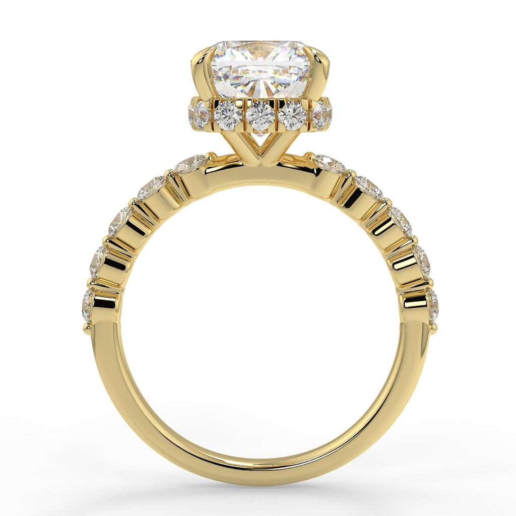 Stunning 1.0 CT Cushion Moissanite Engagement Ring with Hidden Halo & Pave Design 3