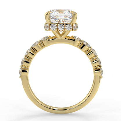 Stunning 1.0 CT Cushion Moissanite Engagement Ring with Hidden Halo & Pave Design 3