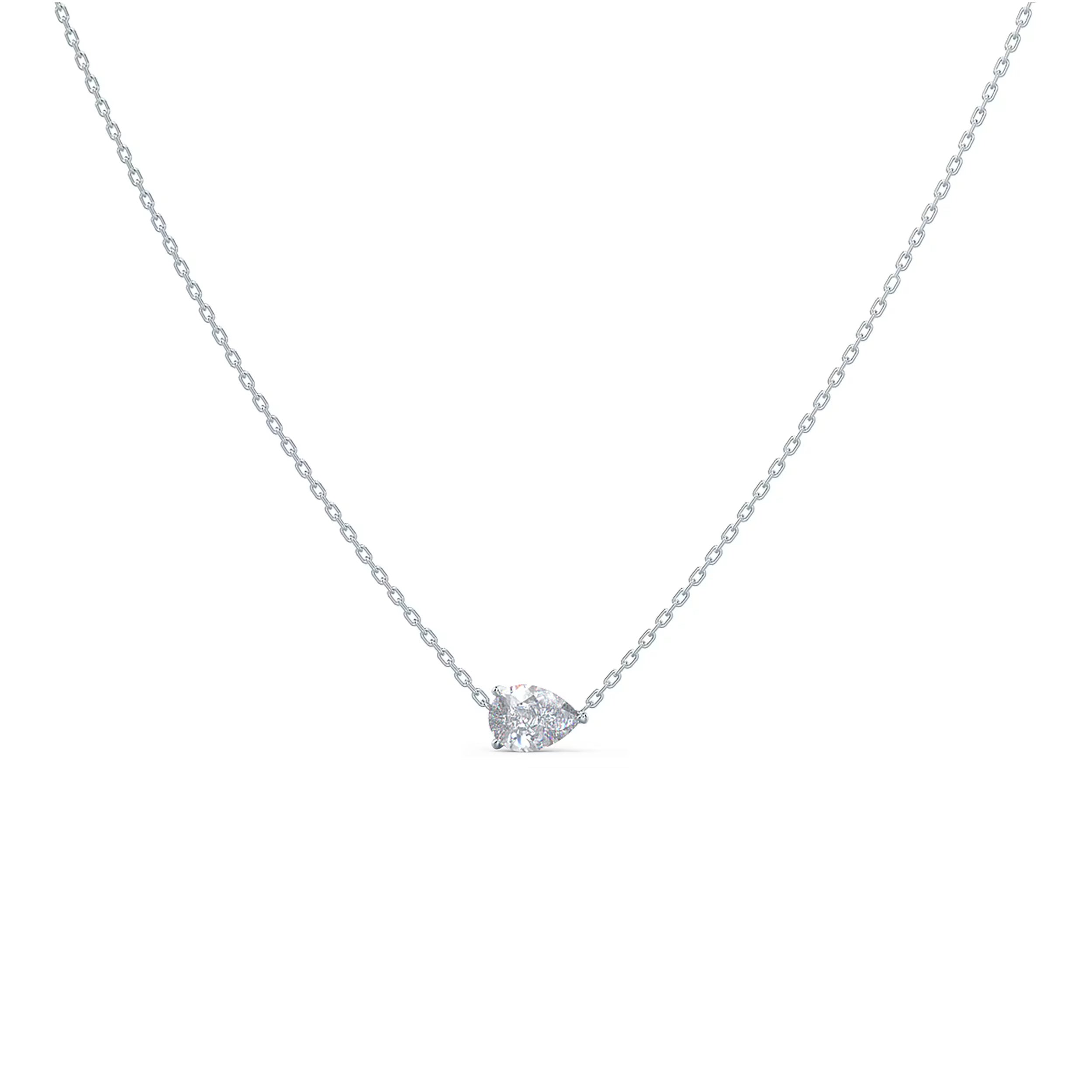 1.0 CT East West Pear Cut Moissanite Diamond Solitaire Pendant Necklace in Solid Gold 5
