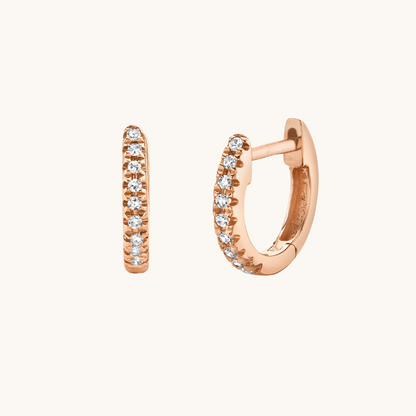 Classic 0.20 TCW Round Cut Moissanite Huggies Earrings in Gold 7