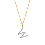 0.30 TCW Round Moissanite Diamond Customized Letter Pendant Necklace in Solid Gold 21