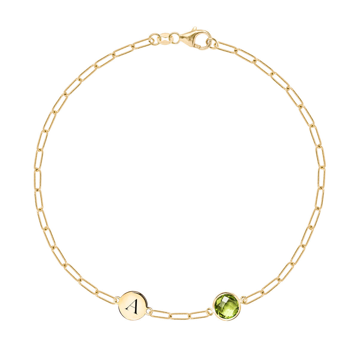 0.84 CT Round Peridot Lab Made Diamond-August Birthstone Bracelet 1