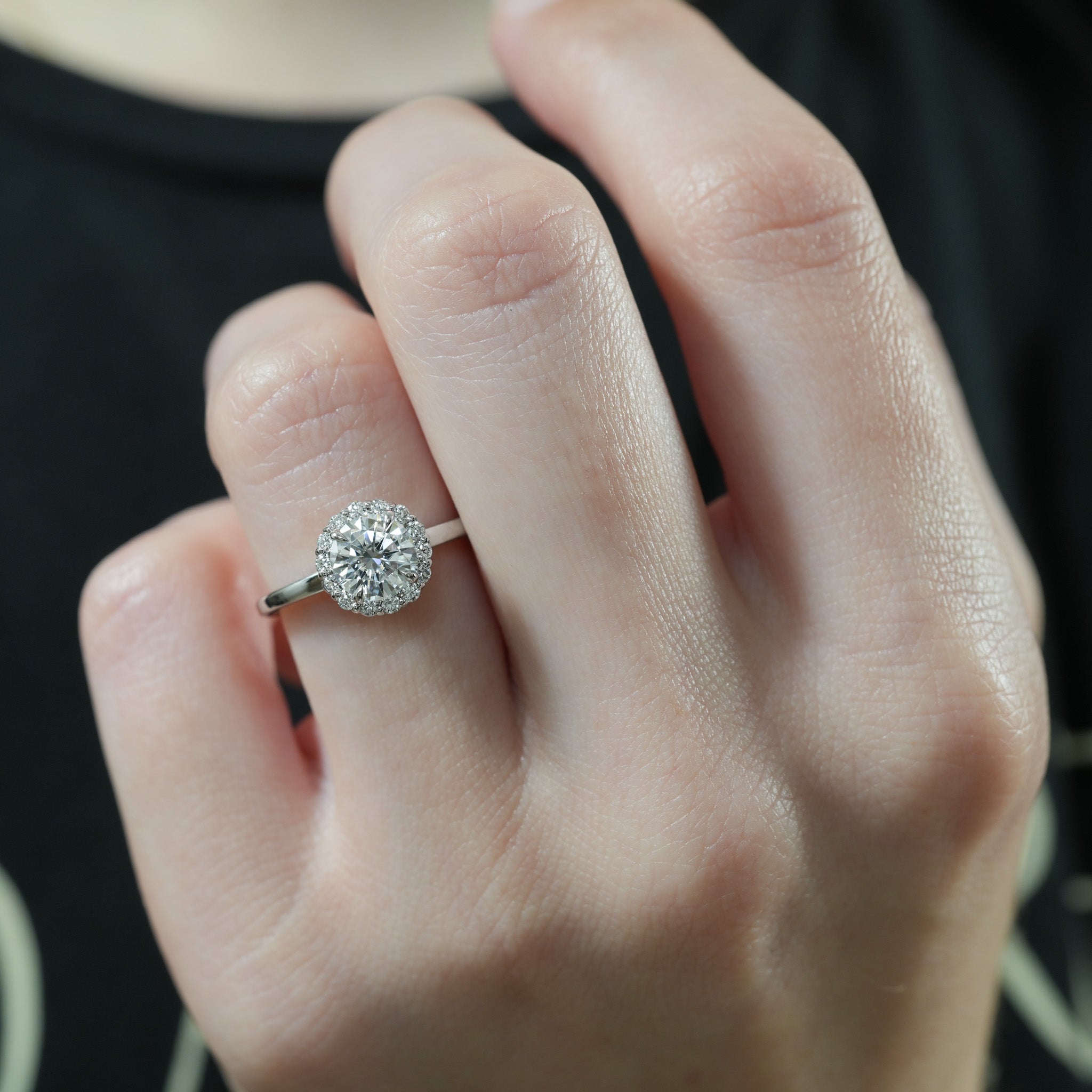 Stunning 0.50-1.50 CT Round Moissanite Engagement Ring With Halo Design 11