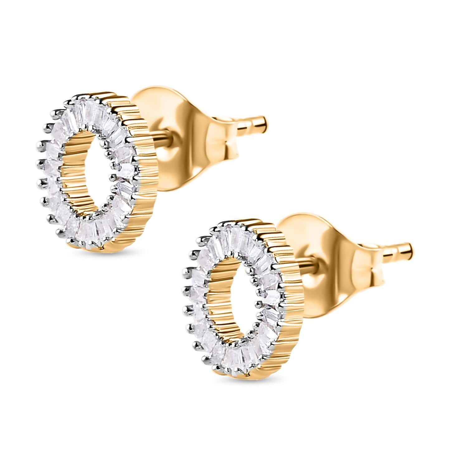 Round Cut Cubic Zirconia in 925 Sterling Silver Earrings 4