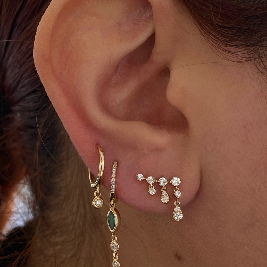 0.50 TCW Round Cut Moissanite Jacket Stud Earrings in Gold 2