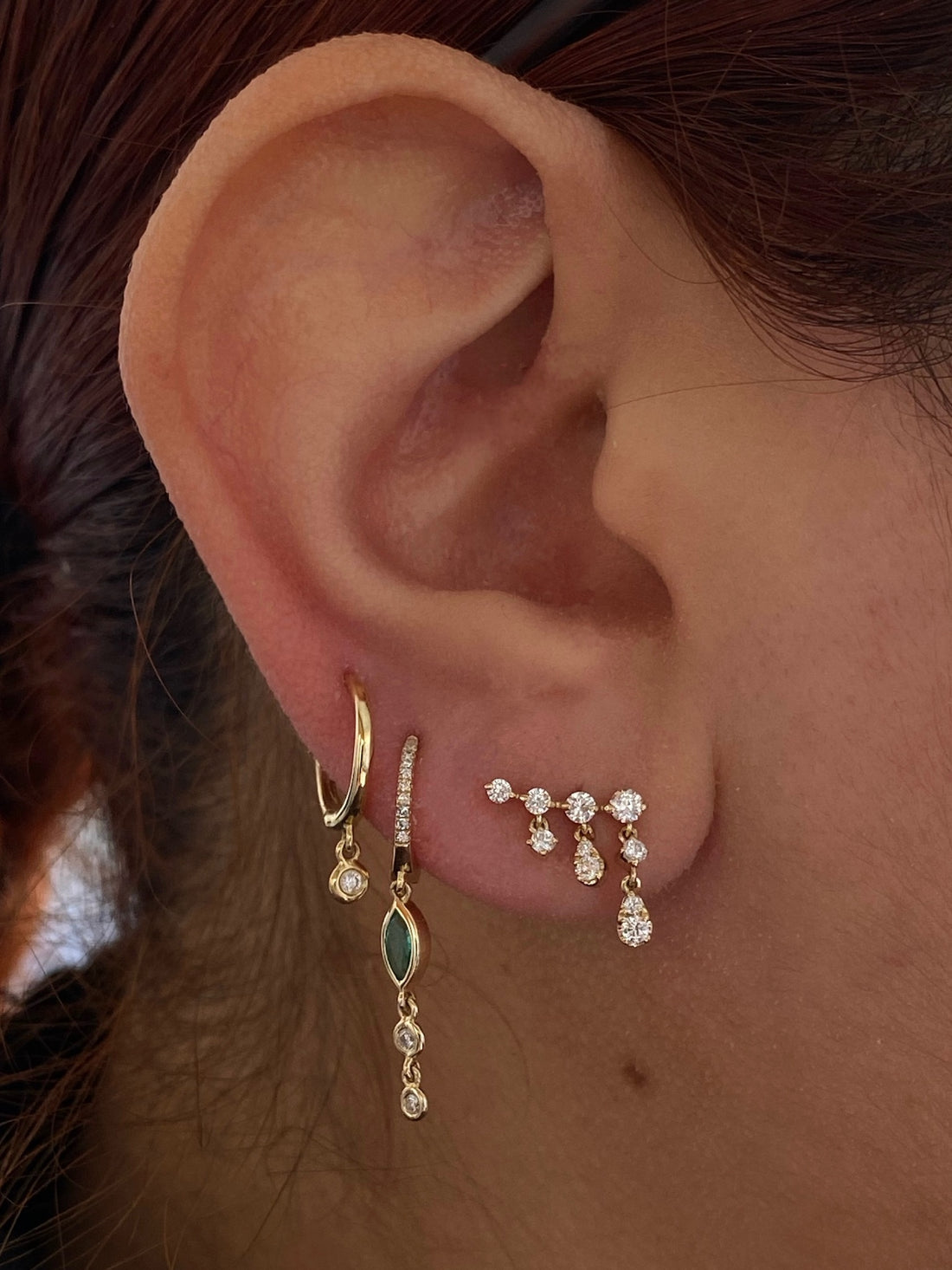 0.50 TCW Round Cut Moissanite Jacket Stud Earrings in Gold 2