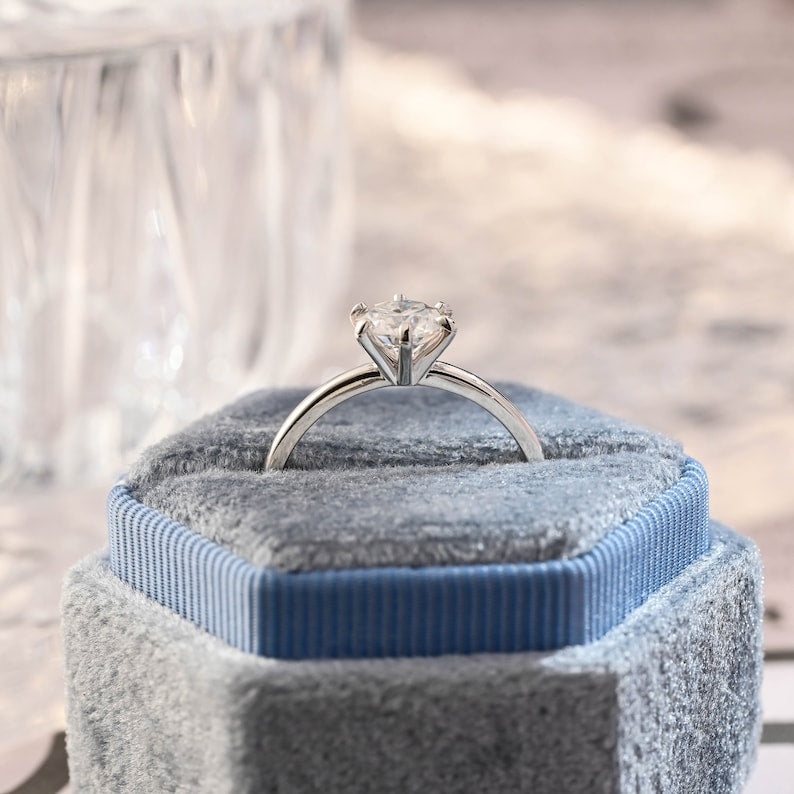 Stunning 1.0 CT Round Moissanite Engagement Ring with Solitaire Design 9