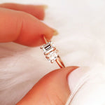 Stunning 0.43 CT & 0.58 CT Pear & Emerald Moissanite Engagement Ring with Two Stones Design 6