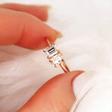 Stunning 0.43 CT & 0.58 CT Pear & Emerald Moissanite Engagement Ring with Two Stones Design 6