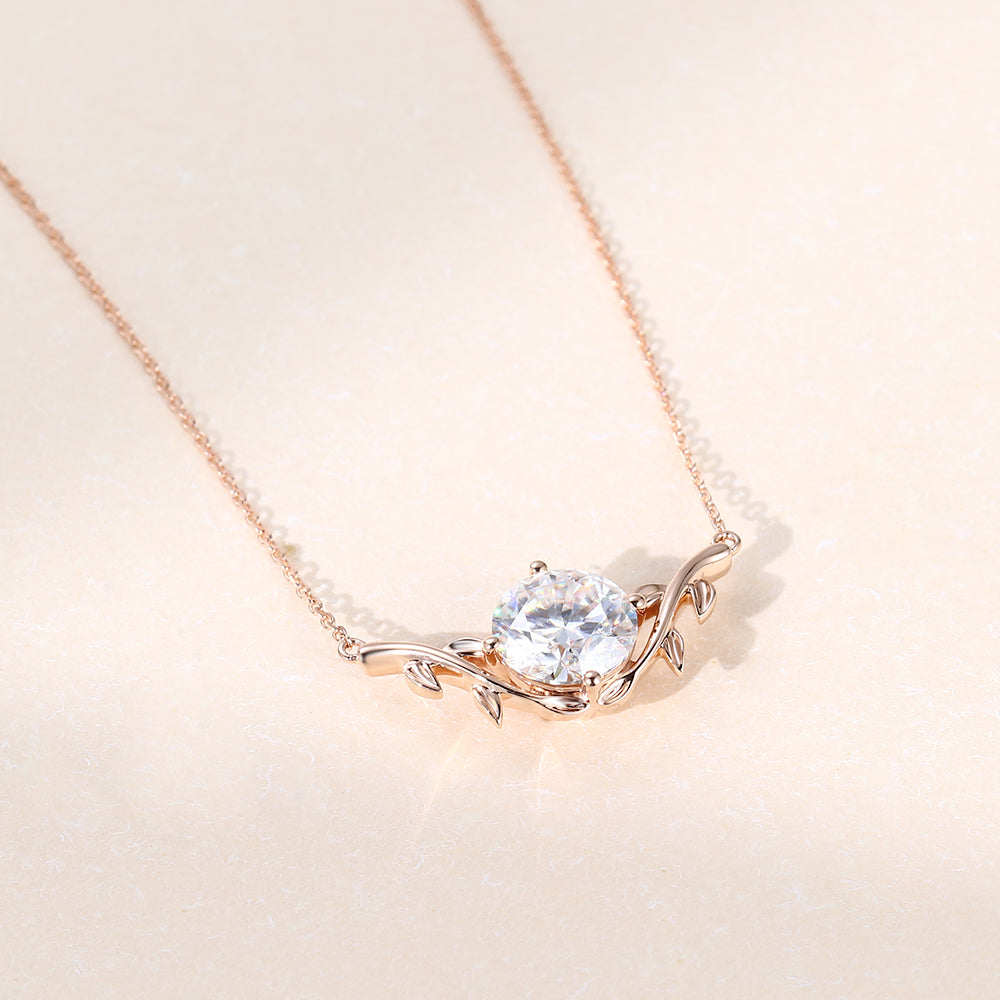 2.0 CT Round Moissanite Diamond Solitaire Pendant Necklace in Solid Gold 3