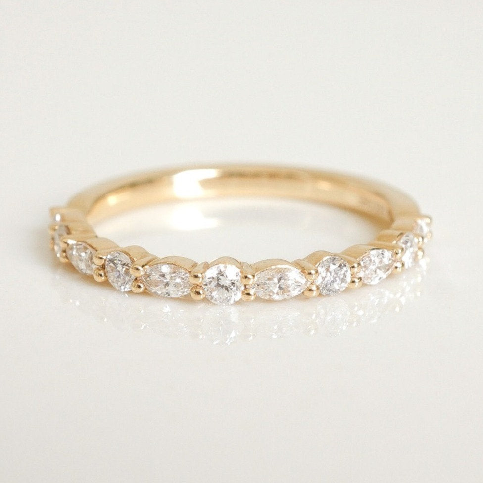 Stunning 0.40 TCW Round & Marquise Moissanite Stones Alternative Wedding Band 1