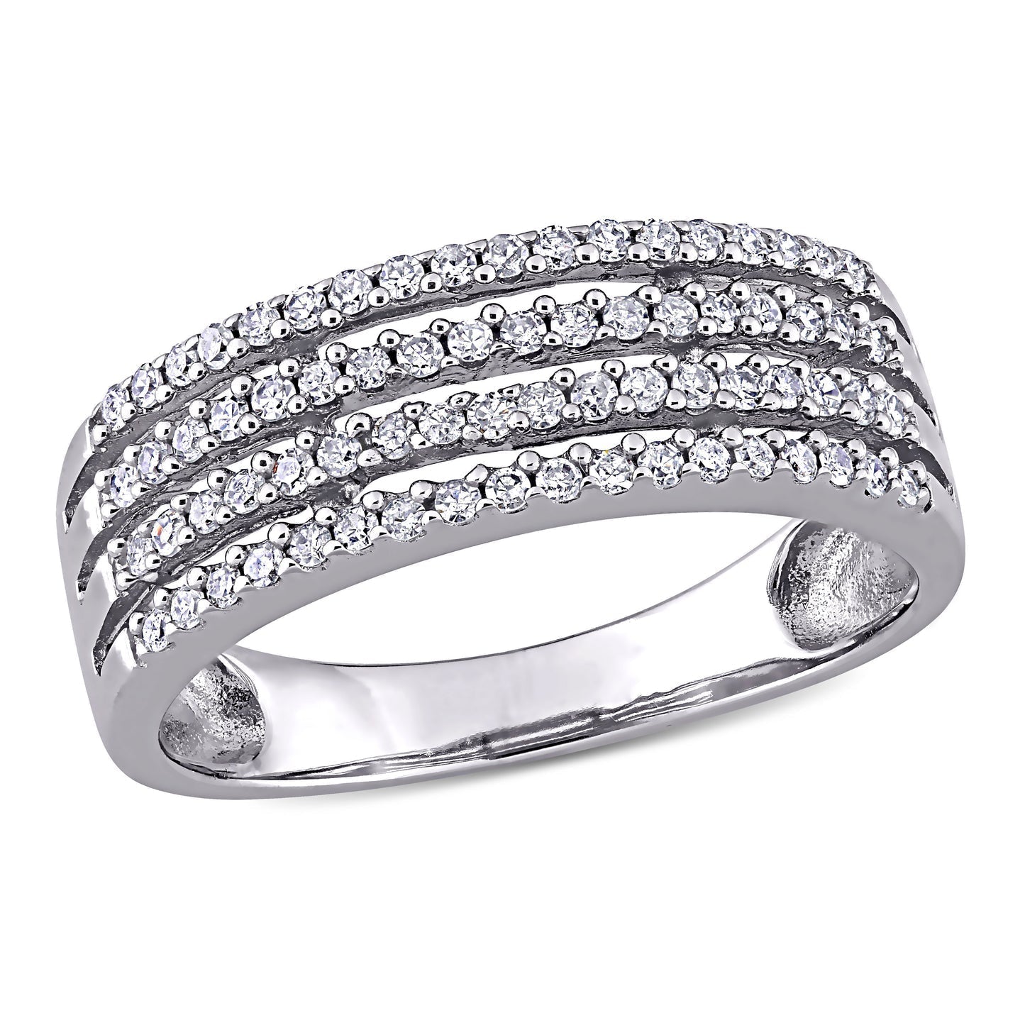 Round Cut Cubic Zirconia in 925 Sterling Silver Wedding Bands 8