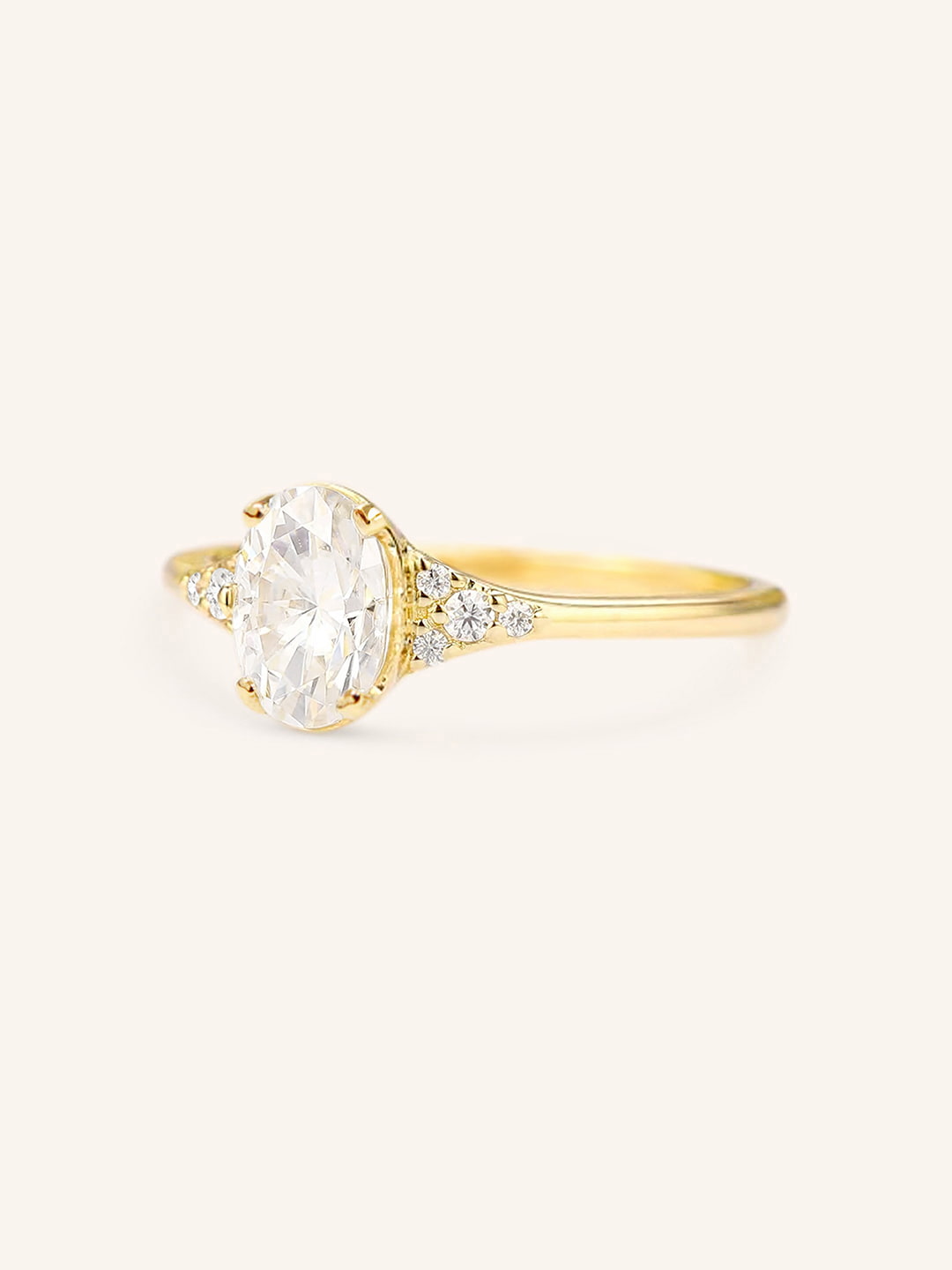 Stunning 0.40 CT Oval Moissanite Engagement Ring With Cluster Design 2