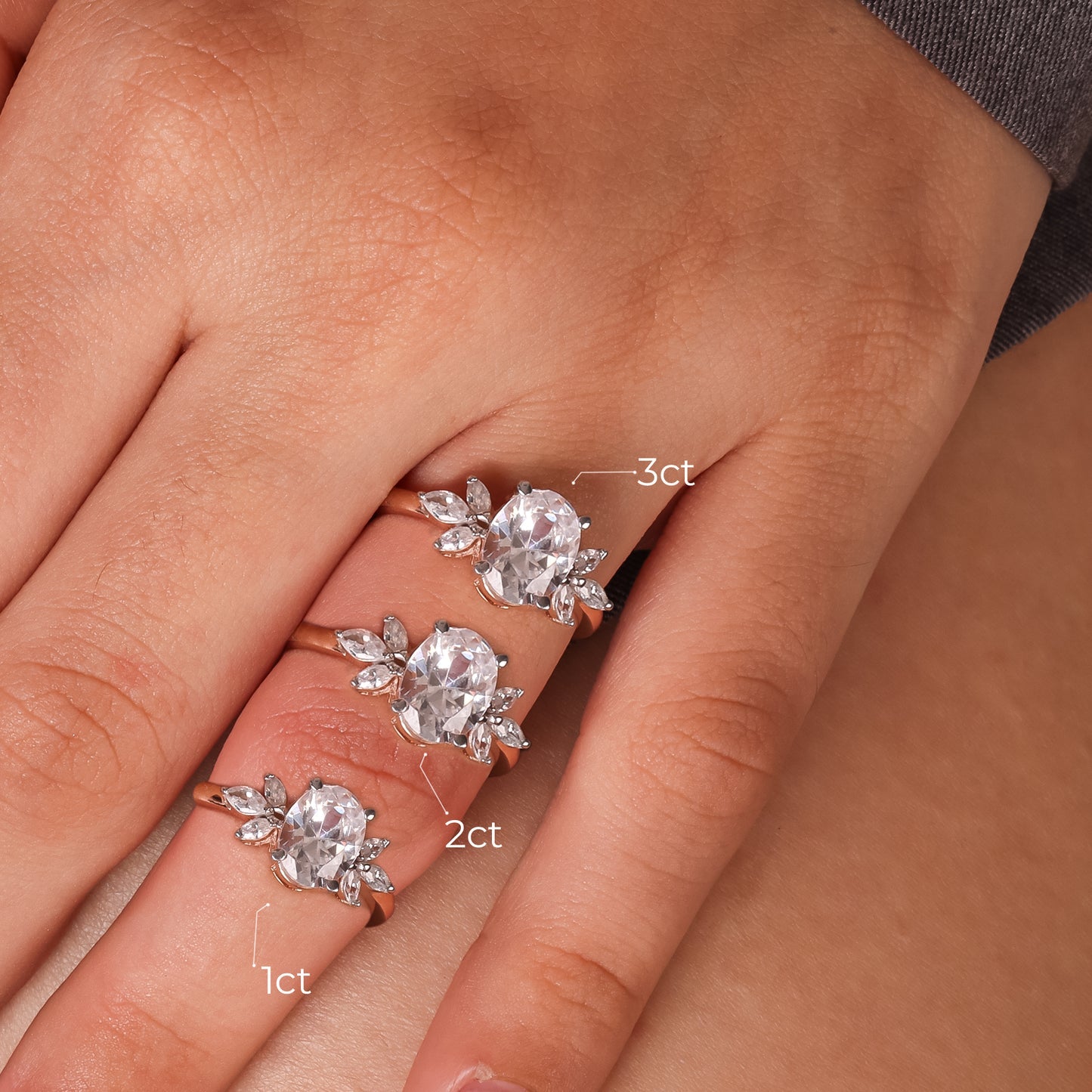 Stunning 2.0 CT Oval Moissanite Engagement Ring with Cluster Design 8