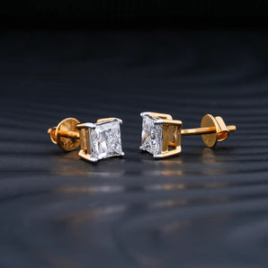 2.0 TCW Princess Cut Moissanite Stud Earrings in Gold