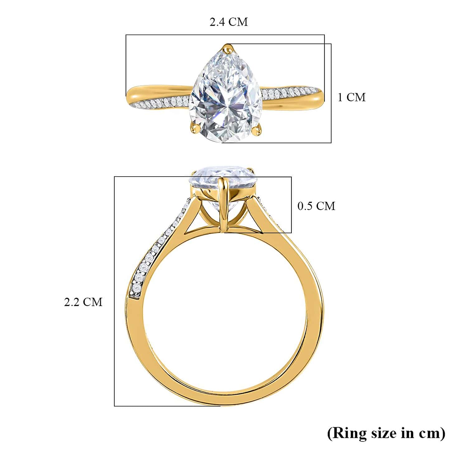 Pear Cut Pave Style Cubic Zirconia in 925 Sterling Silver Ring 6