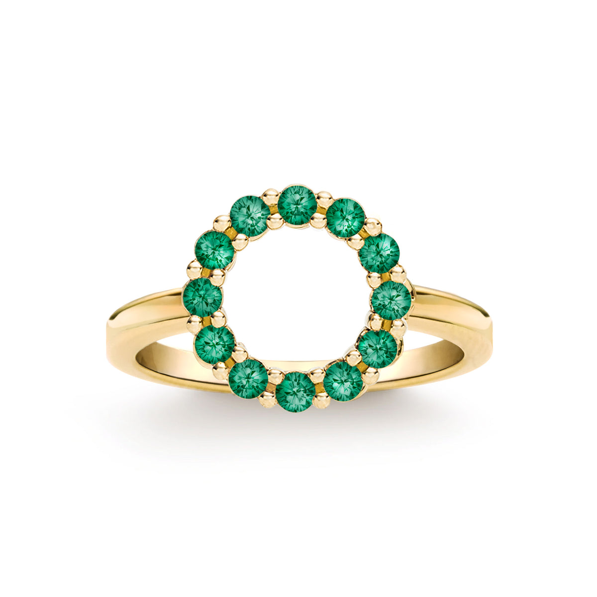 0.36 TCW Round Emerald Lab Made Diamond-May Birthstone Engagement Ring 1