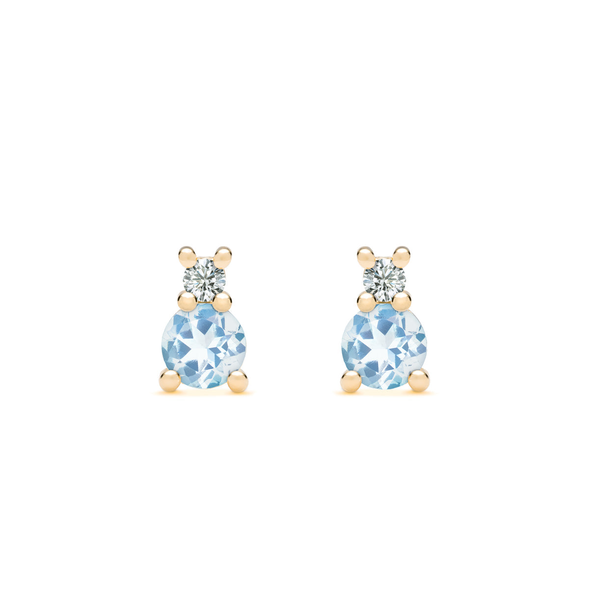 0.15 CT Round Aquamarine Lab Made Diamond- March Birthstone Studs 1