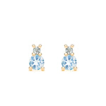 0.15 CT Round Aquamarine Lab Made Diamond- March Birthstone Studs 1
