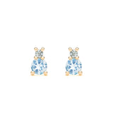 0.15 CT Round Aquamarine Lab Made Diamond- March Birthstone Studs 1