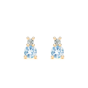 0.15 CT Round Aquamarine Lab Made Diamond- March Birthstone Studs