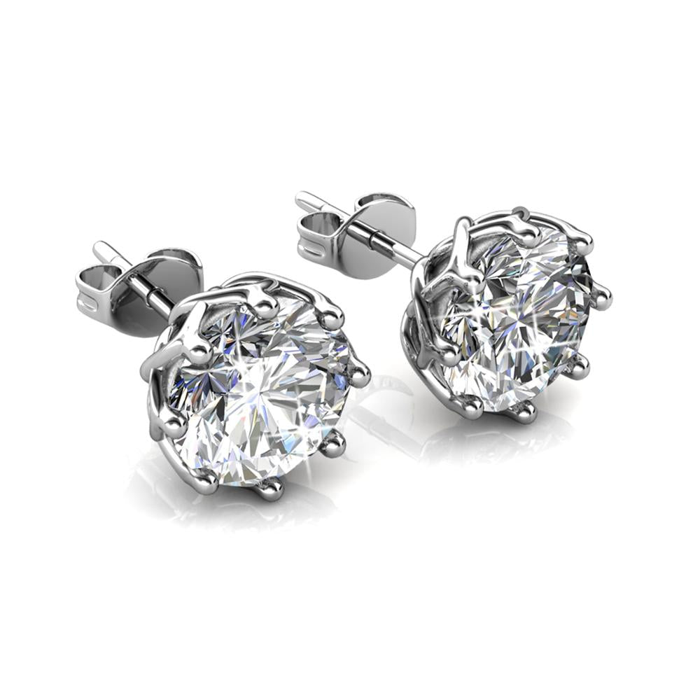 Round Cut Cubic Zirconia in 925 Sterling Silver Earrings 5
