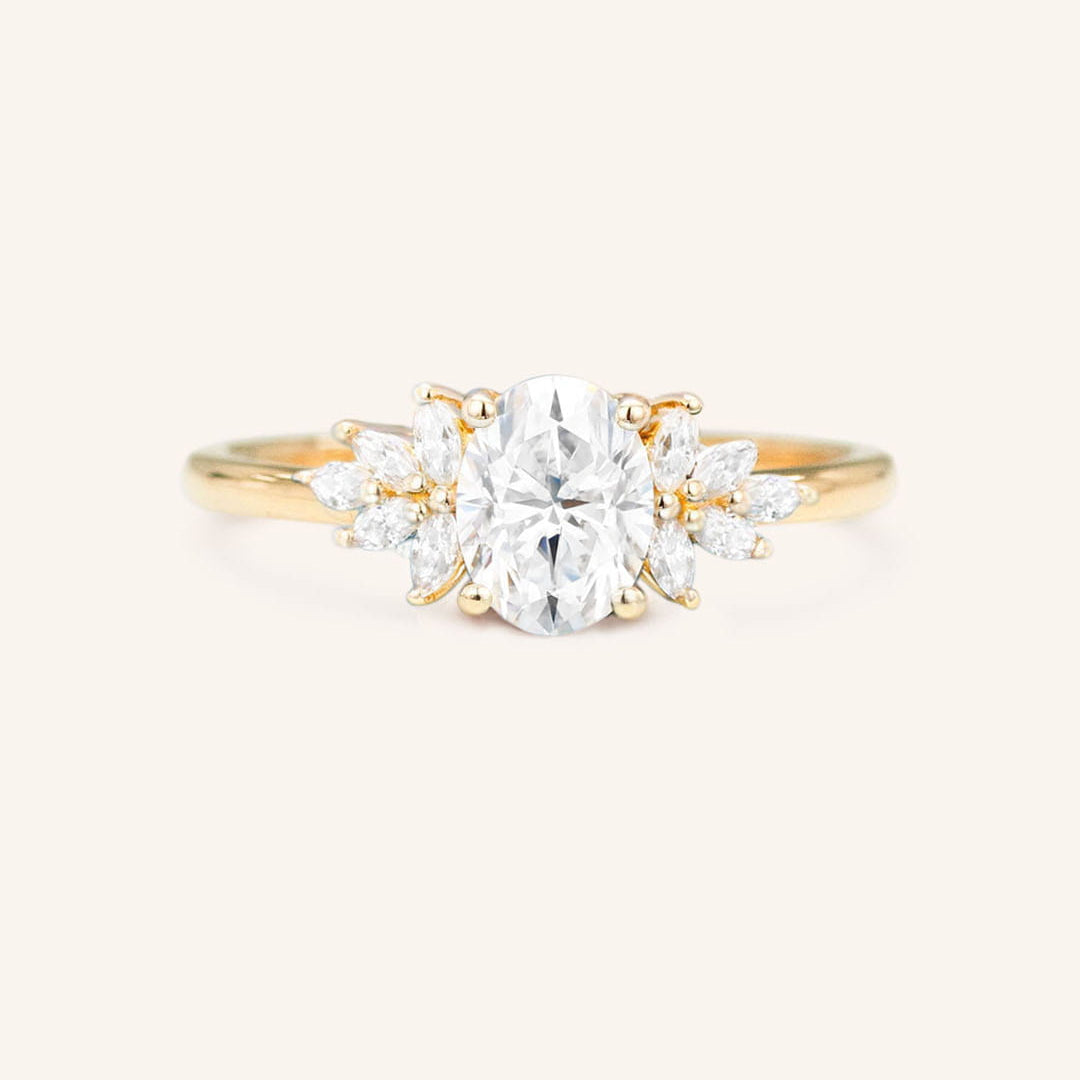 Stunning 1 CT Oval Moissanite Engagement Ring With Cluster Design 1