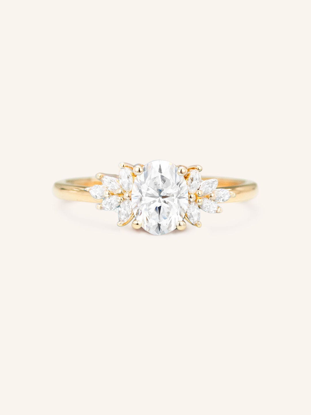 Stunning 1 CT Oval Moissanite Engagement Ring With Cluster Design 1