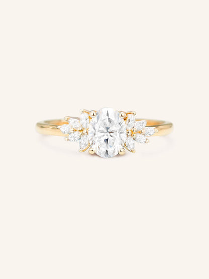 Stunning 1 CT Oval Moissanite Engagement Ring With Cluster Design 1