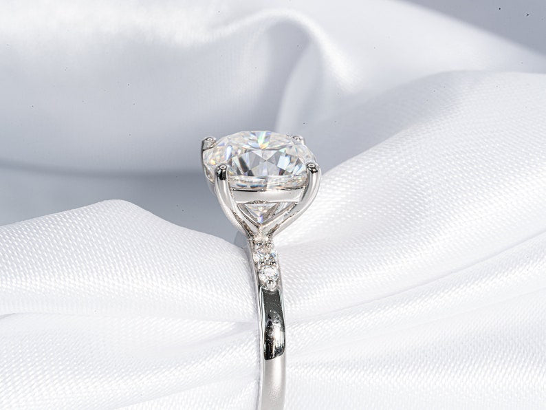 Stunning 4.50 CT Cushion Cut Moissanite Engagement Ring with Pave Design 7