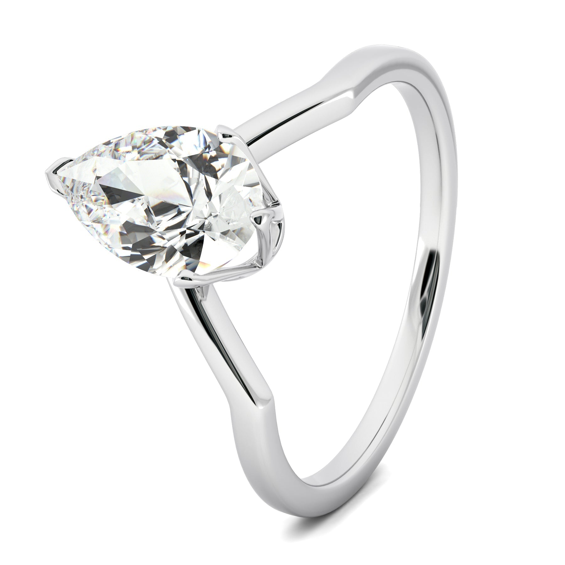 Stunning 0.5 CT Pear Moissanite Stones Engagement Ring In Solitaire Design 2