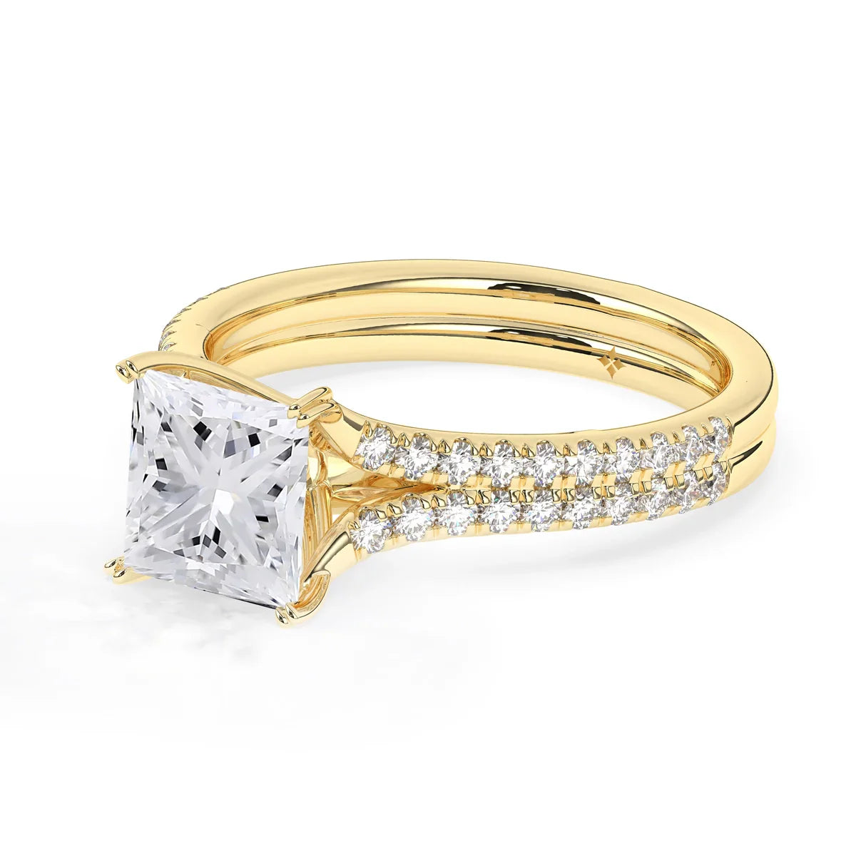 Stunning 2.0 CT Princess Moissanite Engagement Ring with Split Shank Design 6