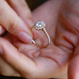 Stunning 1.0 - 2.0 CT Oval Moissanite Engagement Ring with Pave & Halo Design 4