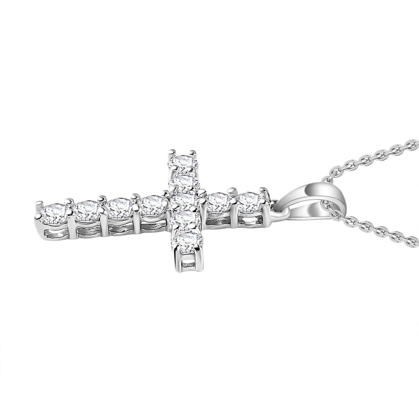 Round Cut Cubic Zirconia in 925 Sterling Silver Necklace 4