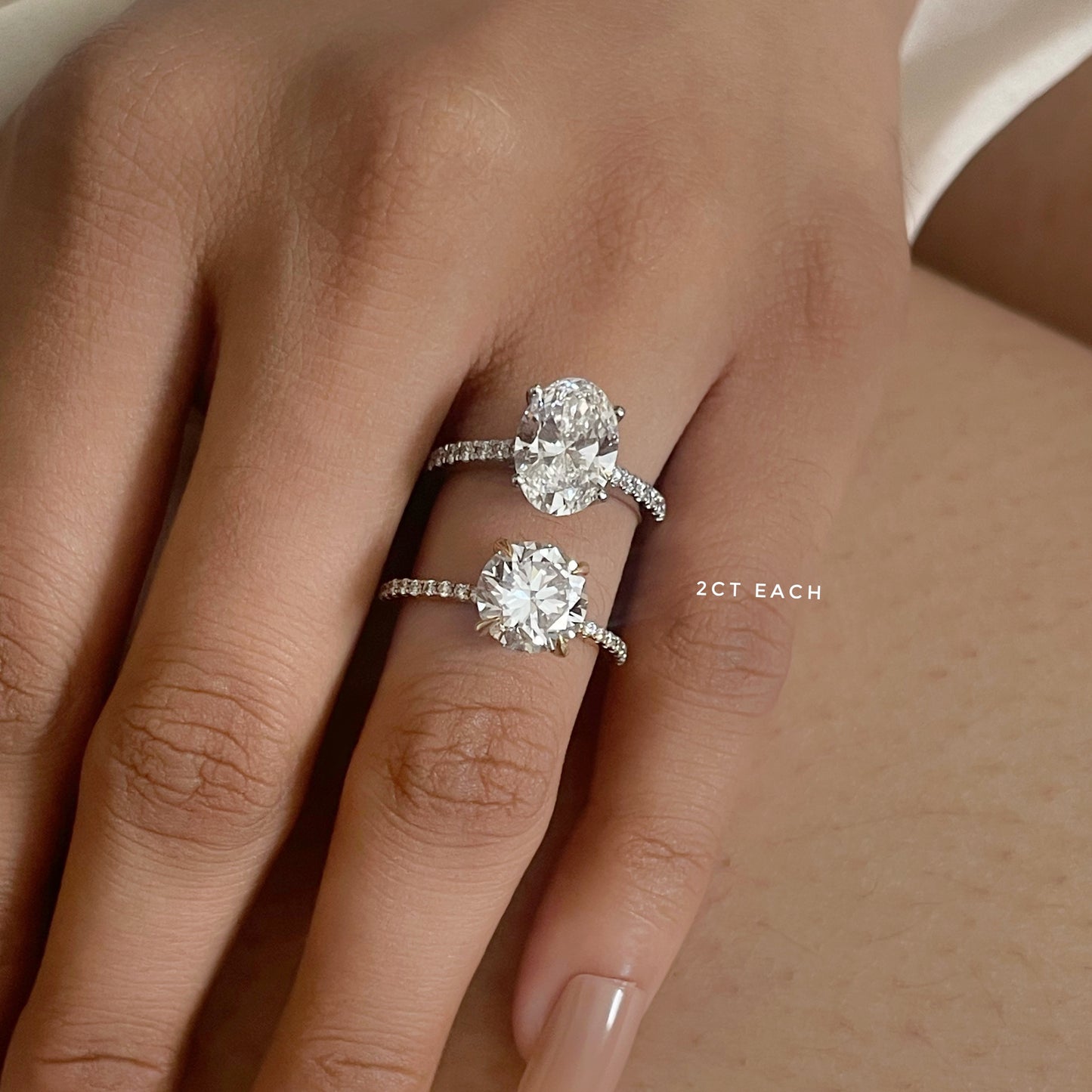 Stunning 1.0 CT Round Moissanite Engagement Ring with Hidden Halo & Pave Design 10