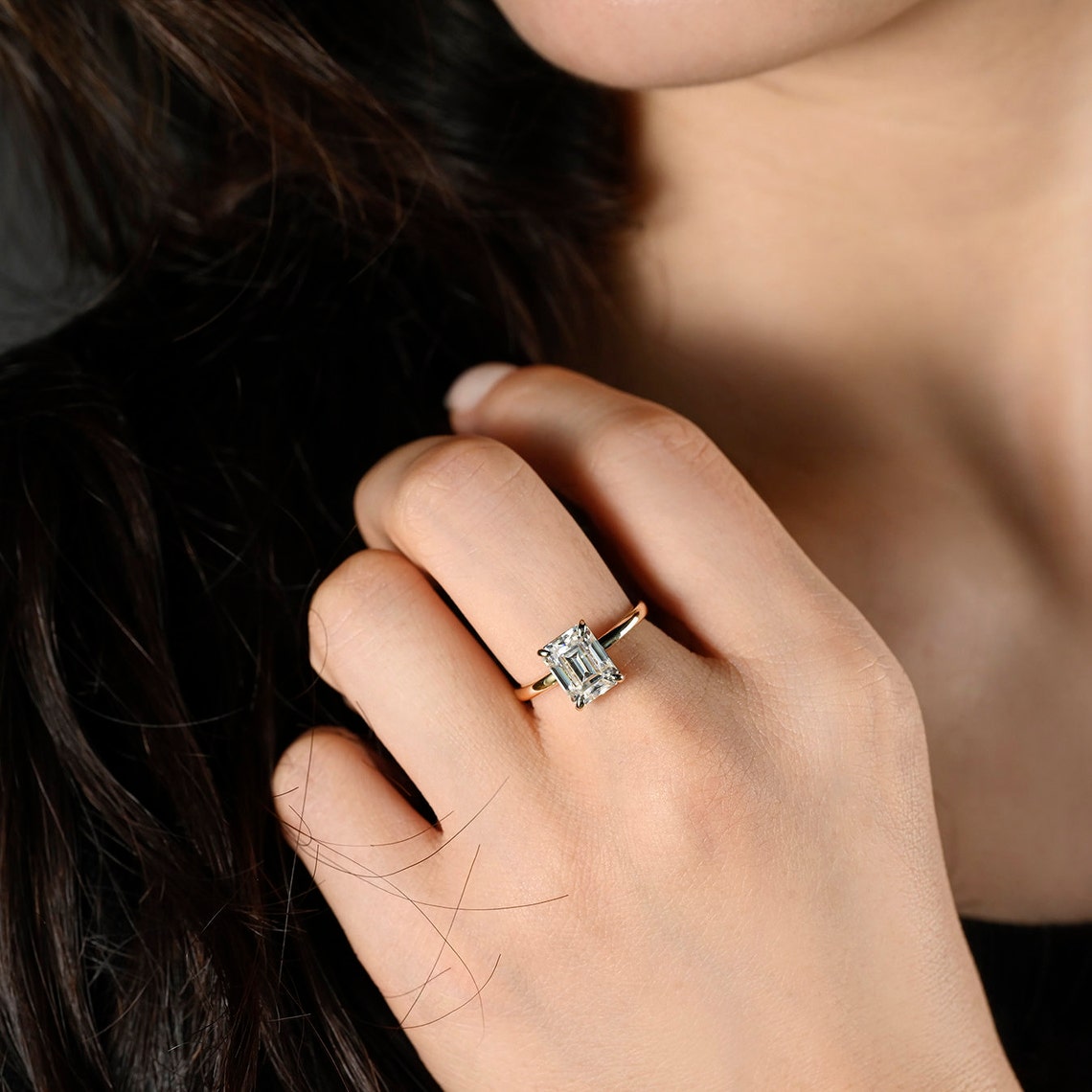 3.5 CT Radiant Shaped Moissanite Engagement Ring With Hidden Halo Style 4