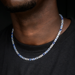 35 CT Oval & Round Moissanite Diamond Tennis Silver Necklace For Him 1