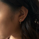 0.10 TCW Baguette Cut Moissanite Link Chain Earrings in Gold 4