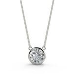 1.0 CT Round Moissanite Diamond Bezel Pendant Necklace in Solid Gold 4