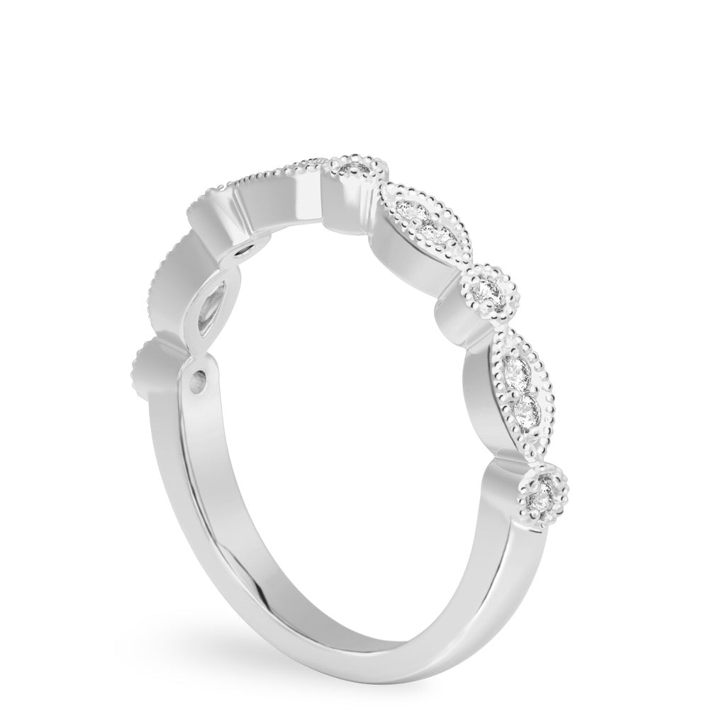Stunning 0.26 TCW Round Moissanite Stones Milgrain Wedding Band 2