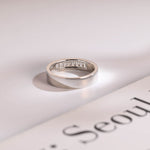 Delicate Moissanite Band with 0.20 TCW Emerald Cut Stones in Solid Gold 4